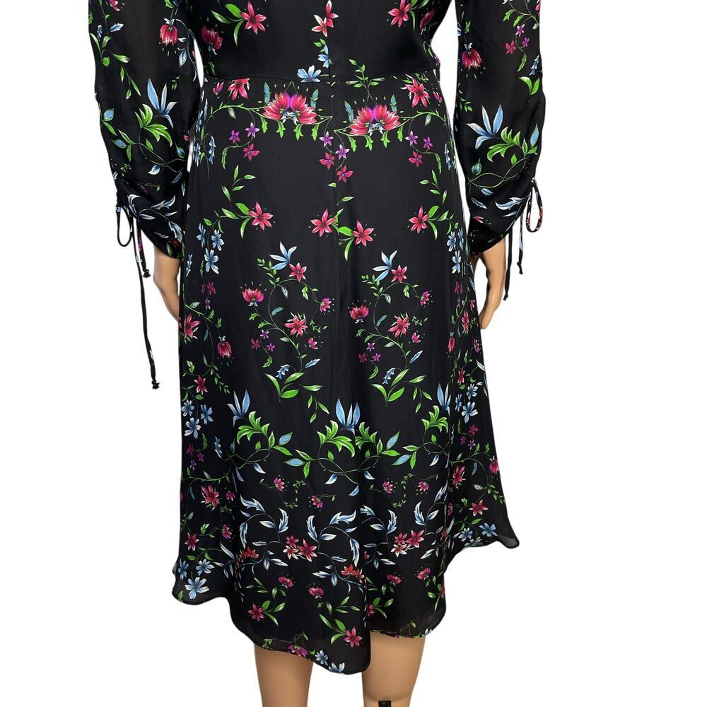 Milly Diana Silk Dress size 8 Black Floral New Fit and flare Cocktail - Picture 7 of 16